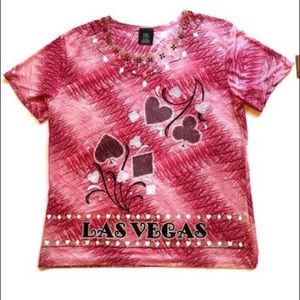 LAS VEGAS Silky T Shirt With Glitter - Size XL / XXL